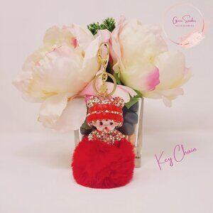 Keychain, Cute Monchichi, Pompom Ball